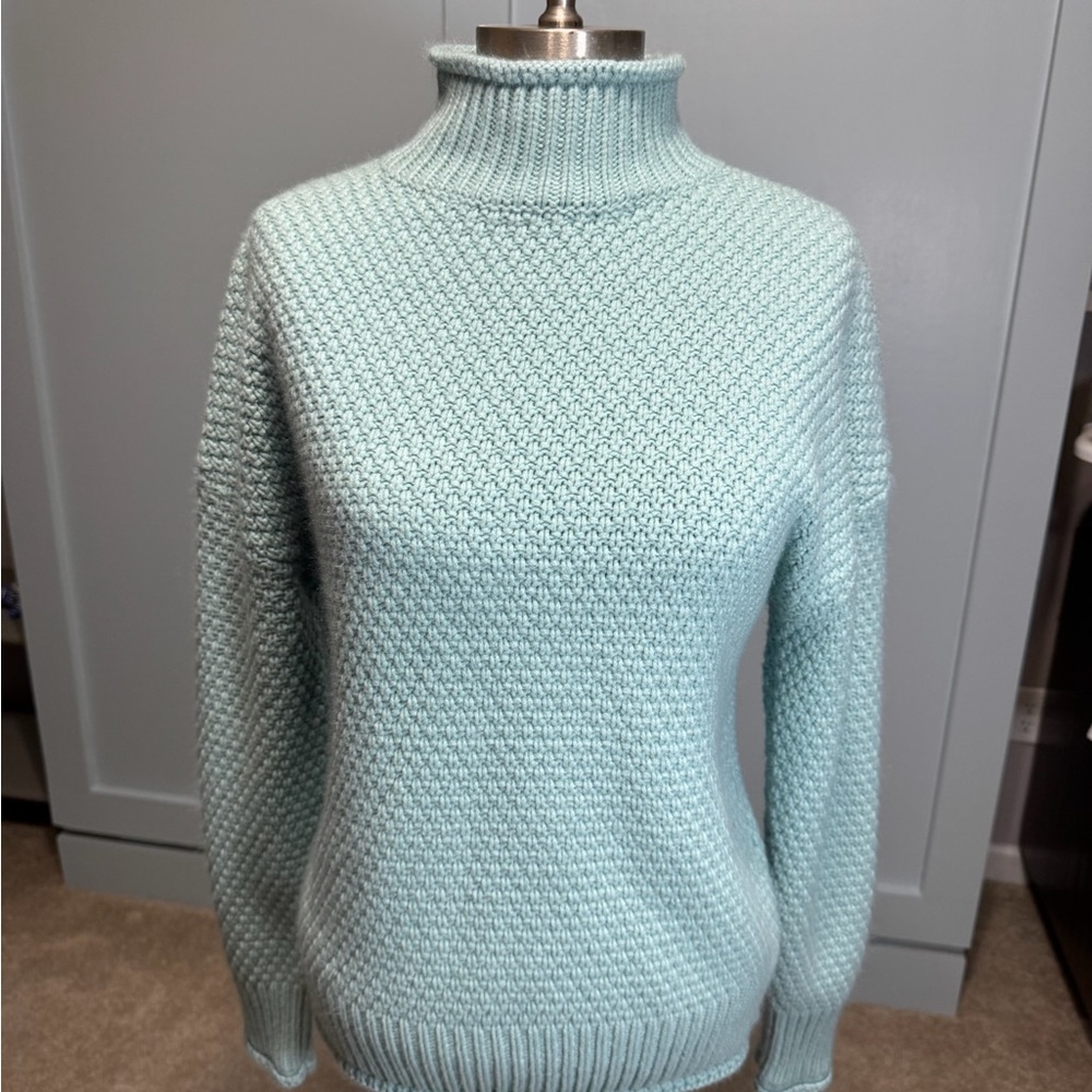 Chic Light Blue Turtleneck Sweater